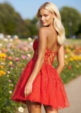 Dramatic Allure Corset Sexy Red Homecoming Dress Great Nights - Red - PromDressClub